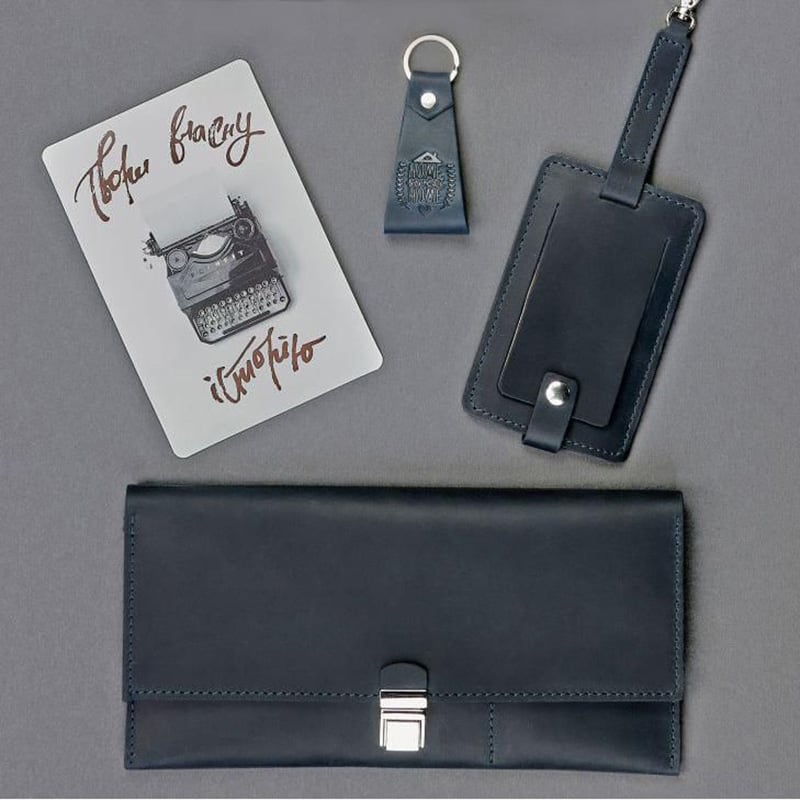 Кошелек мужской в наборе 3 в 1 Travel Case Gray Leather