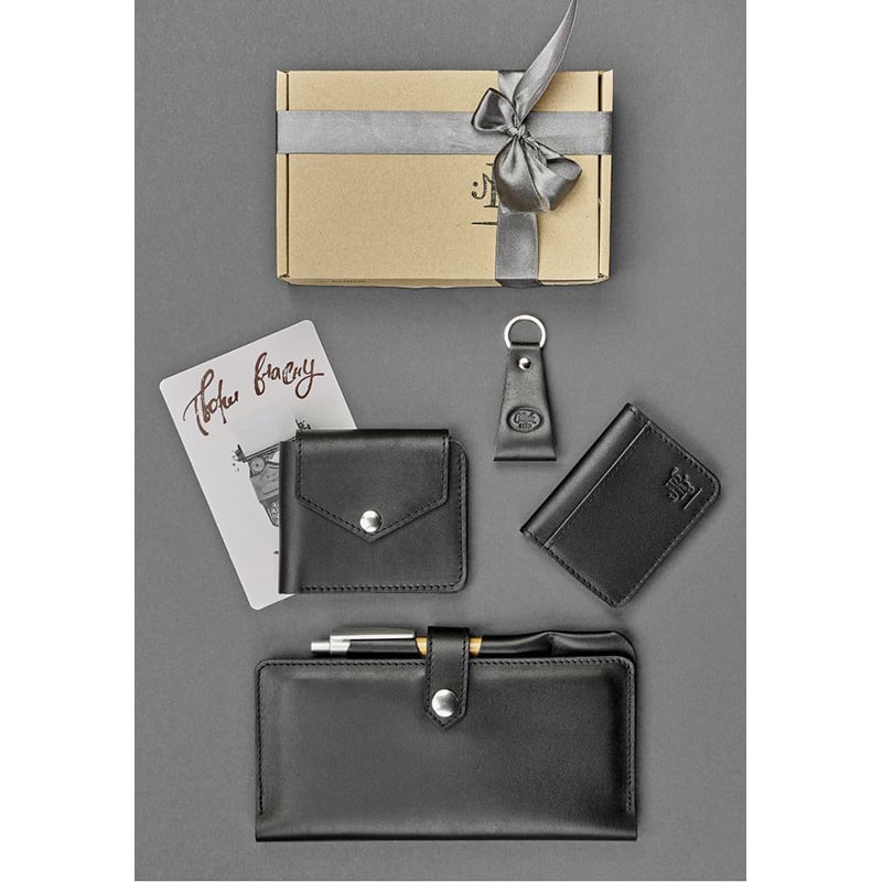 Тревел кейс и портмоне мужское в наборе 4 в 1 Travel Case Вlack Leather