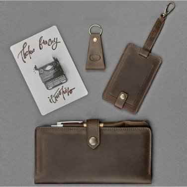 Кошелек мужской кожаный в наборе 3 в 1 Travel Case Brown Leather