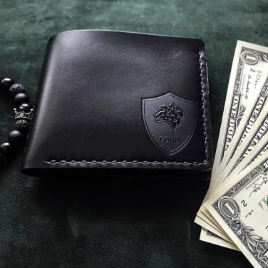 Шкіряне портмоне Black leather Wallet