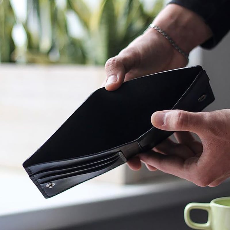 Шкіряне портмоне Black leather Wallet