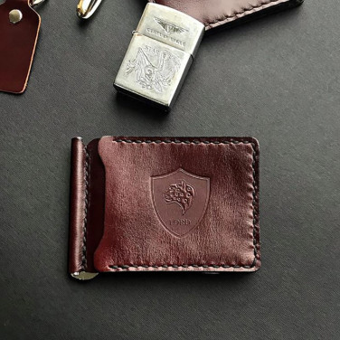 Кожаный зажим для купюр Wallet Burgundy leather