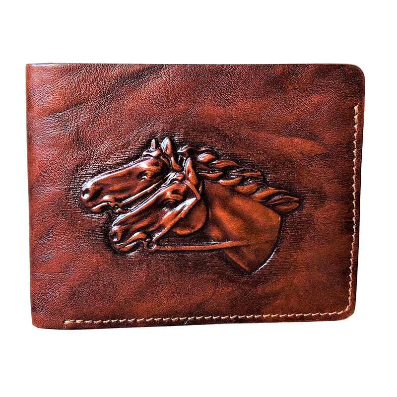 Кожаный мужской кошелек Purse Horses brown leather