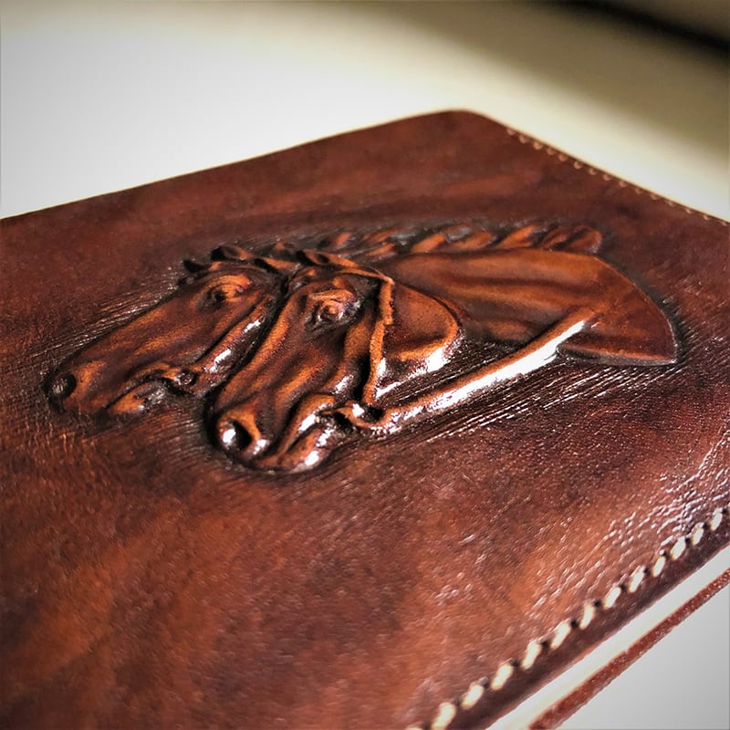 Кожаный мужской кошелек Purse Horses brown leather