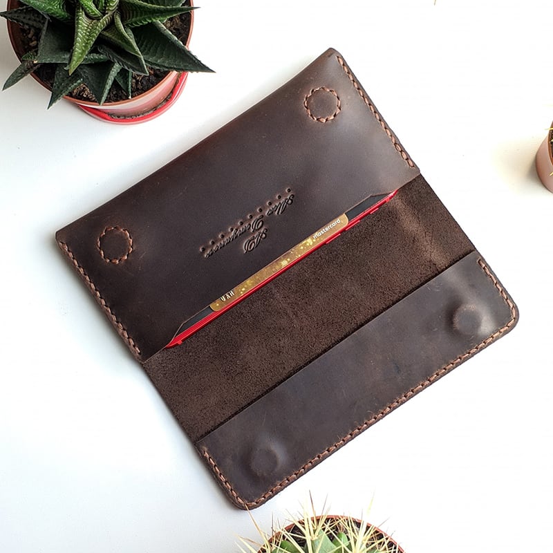 Кожаное портмоне Purse Chocolate brown leather