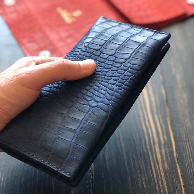Кожаное портмоне Purse Aligator blue leather