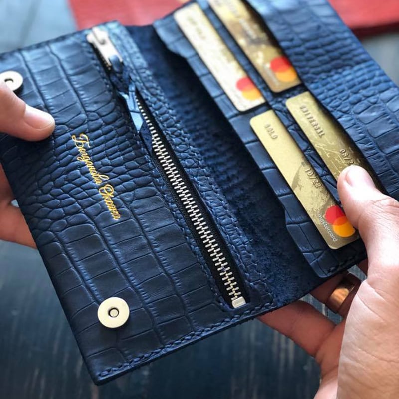 Шкіряне портмоне Purse Aligator blue leather