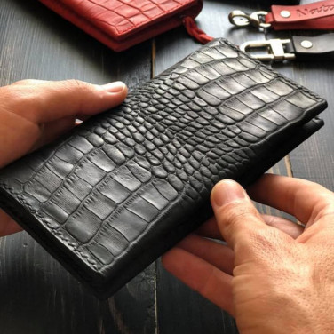 Женский кожаный кошелек Purse Aligator Red/Black leather