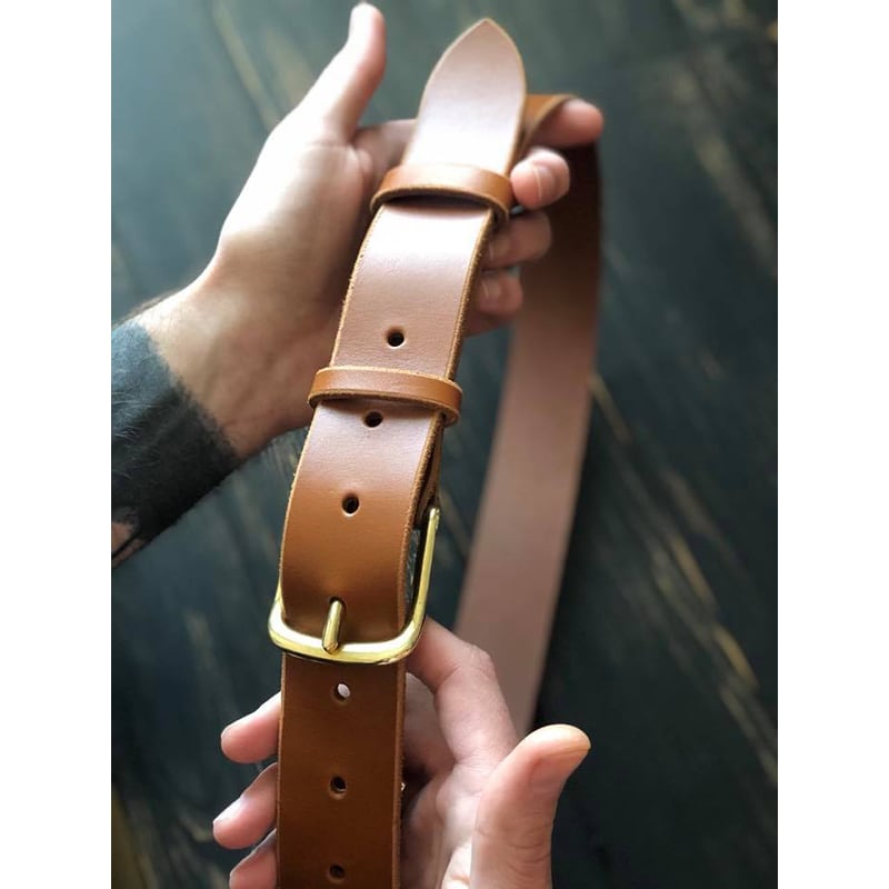 Кожаный ремень Belt Caramel brown leather
