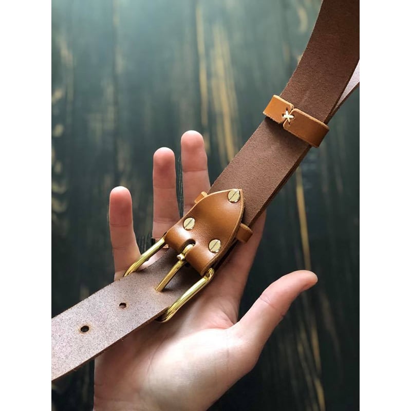 Кожаный ремень Belt Caramel brown leather