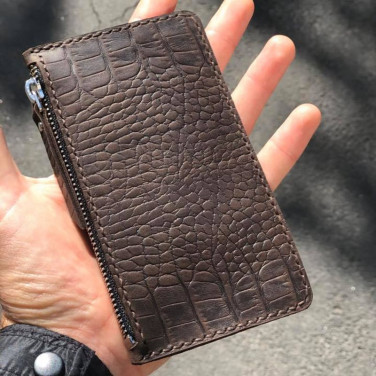 Кожаный картхолдер Aligator brown leather