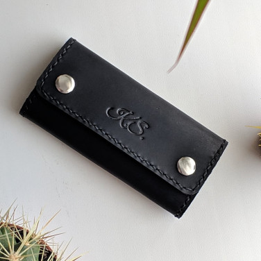 Кожаная ключница Key Wallet Compact black leather 