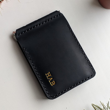 Кожаный зажим для денег Safe black leather