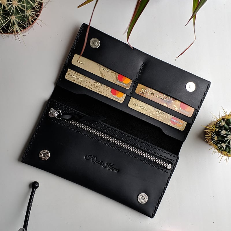 Кожаное мужское портмоне Purse Classic black leather