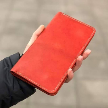 Кожаное женское портмоне Purse Coral red leather