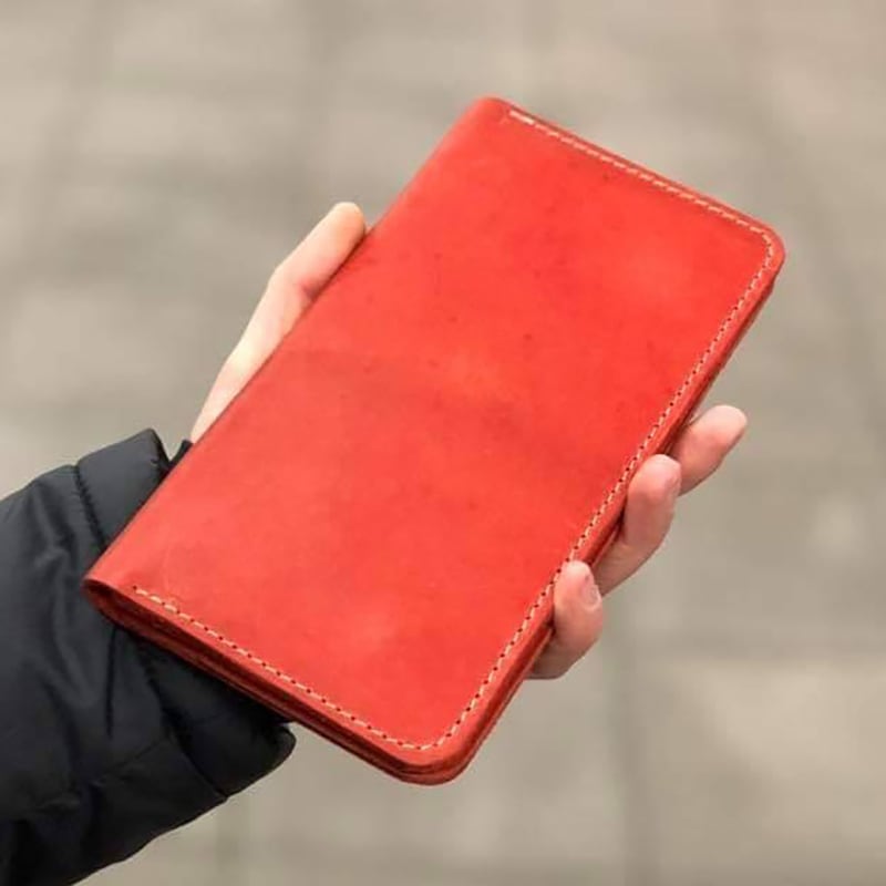 Шкіряне жіноче портмоне Purse Coral red leather