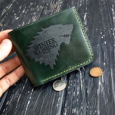 Кожаный кошелек Winter Is Coming green leather