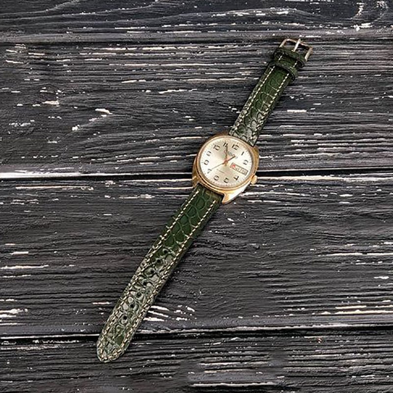 Женский кожаный ремешок для часов Slava Green Leather