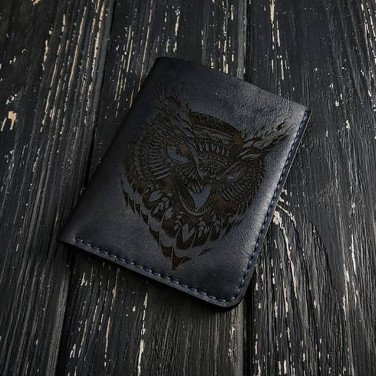 Шкіряне портмоне Wallet Owl black leather