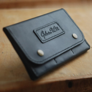 Кожаный кошелек женский ручной работы Clutch Black Leather