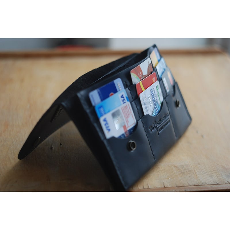 Шкіряний гаманець жіночий ручної роботи Clutch Black Leather