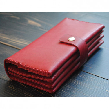 Кошелек кожаный женский Clutch Sardius red leather