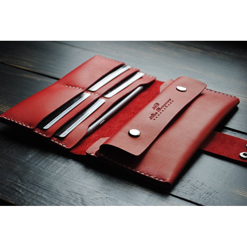 Гаманець шкіряний жіночий Clutch Cloral red leather