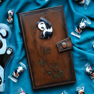 Женский кошелек Purse Panda brown leather 