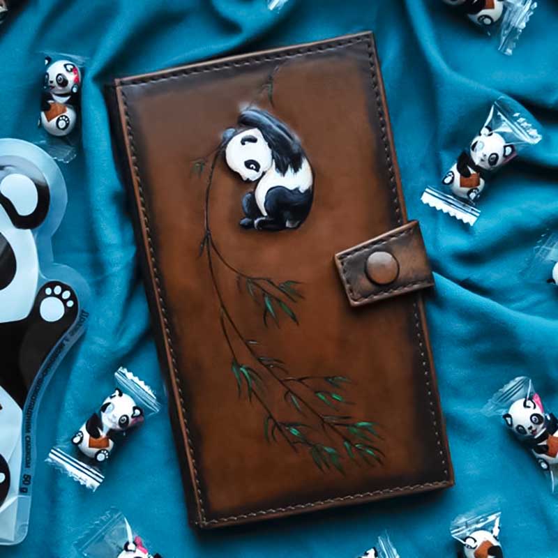 Жіночий гаманець Purse Panda brown leather