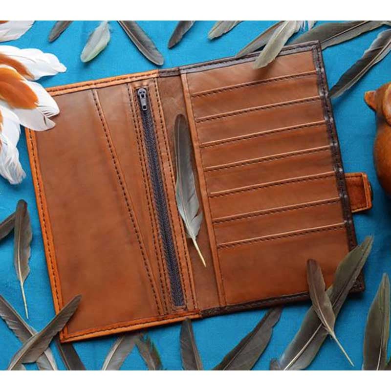 Женское кожаное портмоне Purse Celtic Owl brown leather