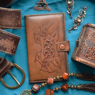 Женский кошелек Purse Celtic brown leather