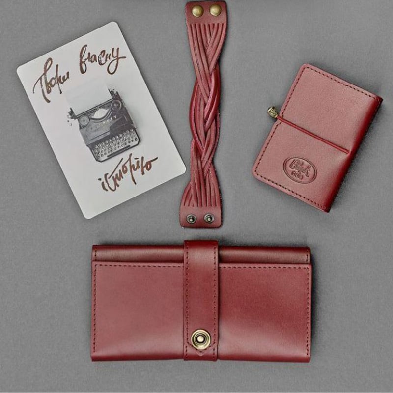 Гаманець жіночий набір 3 в 1 Purse Vinous Leather