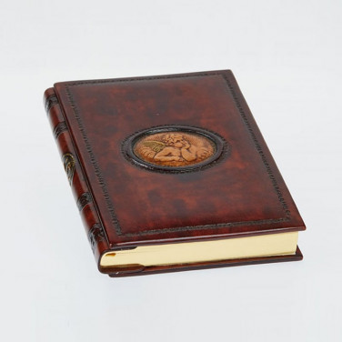 Кожаный блокнот дизайнерский женский Pensive Angel brown leather