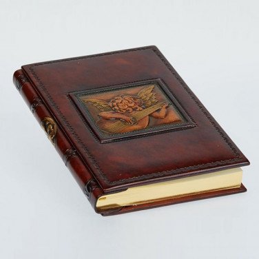 Ежедневник в кожаной обложке Angel with Lute brown leather
