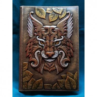 Ежедневник в кожаной обложке женский Волшебная Рысь brown leather