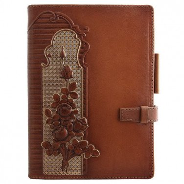 Кожаный блокнот женский Garden Rose brown leather
