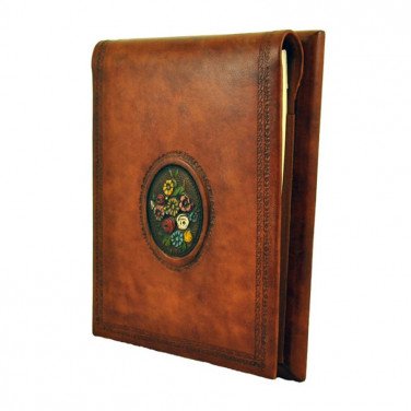 Щоденник у шкіряній обкладинці Flowers brown leather