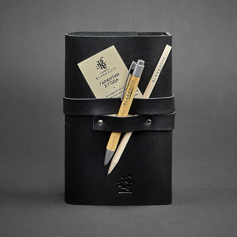 Шкіряний блокнот ручної роботи жіночий Diary Black Leather