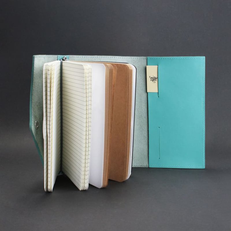 Шкіряний блокнот ручної роботи жіночий Notebook Turquoise Leather