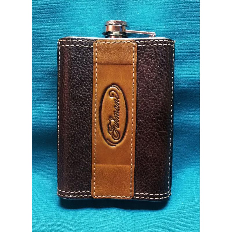 армійська Фляга з нержавійки Ін-Янь brown leather