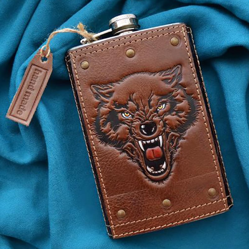 Шкіряна фляга Predator brown leather