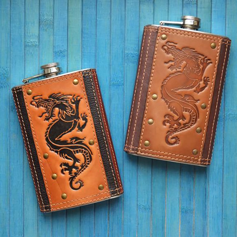 Фляга для алкоголя Draco brown leather