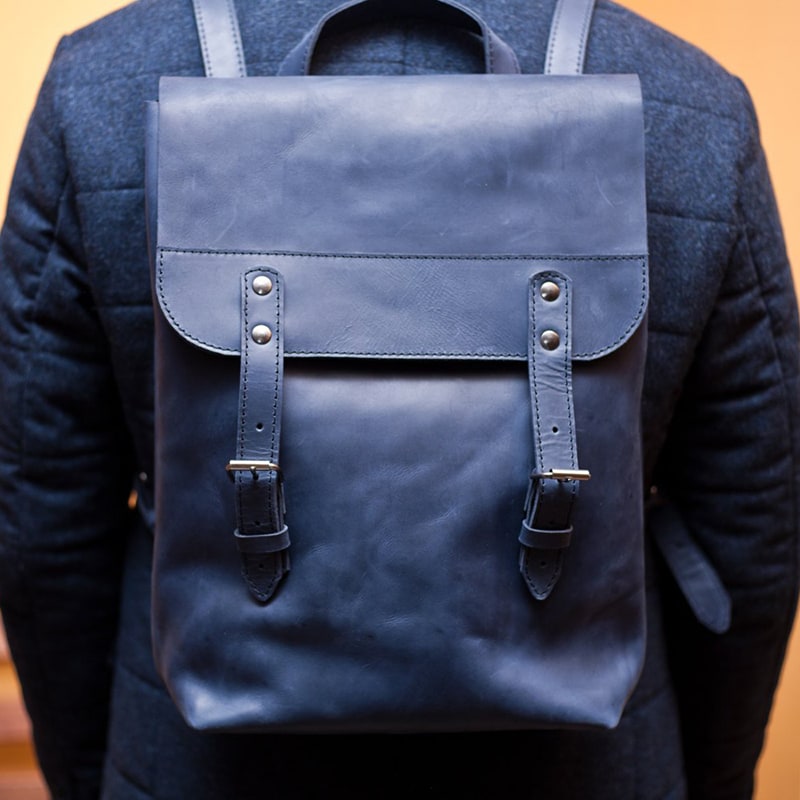 Кожаный рюкзак мужской Вackpack Вlue Leather
