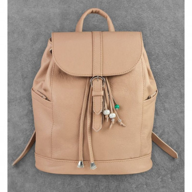 Шкіряний рюкзак дизайнерський жіночий Васкраск Beige Leather