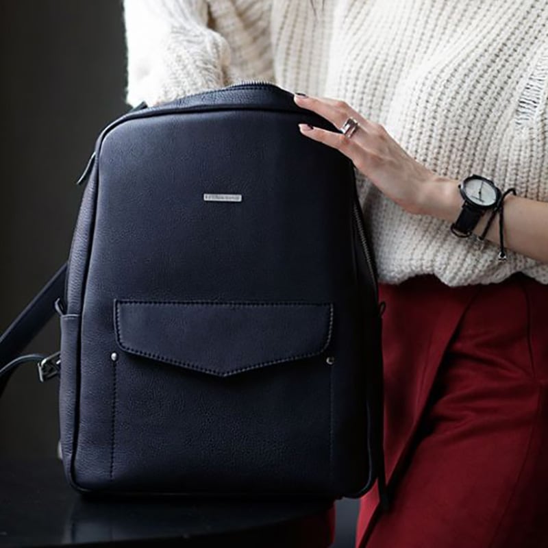 Рюкзак шкіряний жіночий Васкраск Dark Blue Leather