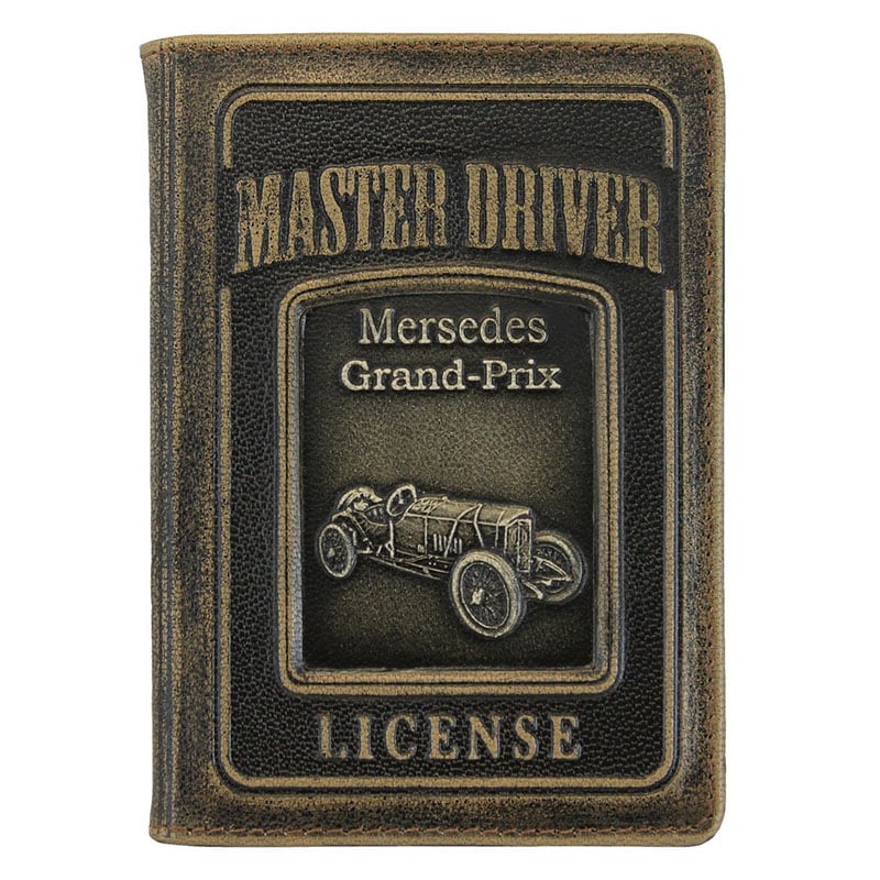 Кожаная обложка на водительское удостоверение Mercedes-Benz brown leather