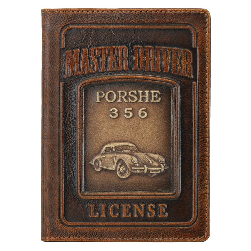 Кожаная обложка для водительского удостоверения Porsche 356 black leather