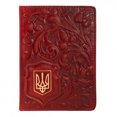 Обложка для паспорта кожаная Калина brown leather