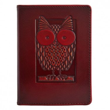 Кожаная обложка для паспорта Сова brown leather