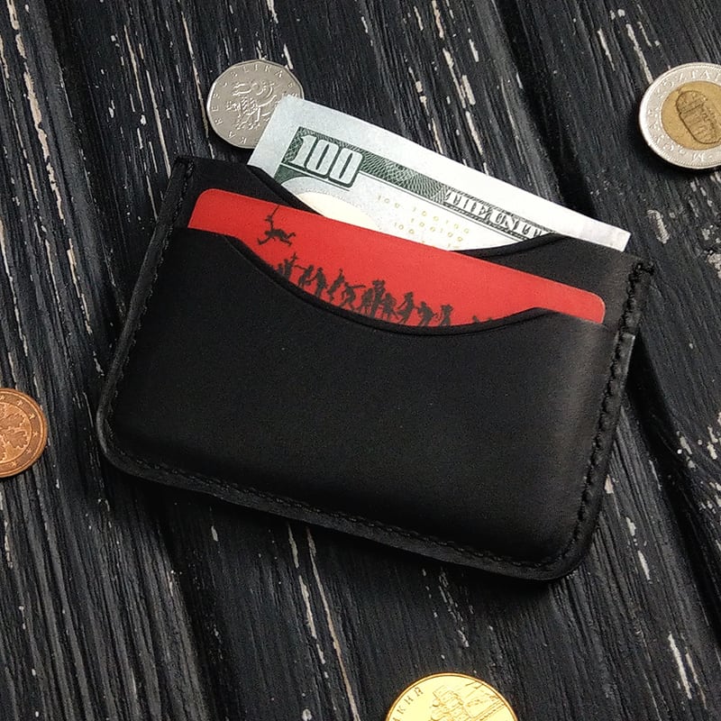 Кожаный картхолдер Compact black leather